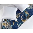 thumbnail image 2 of Paisley Themed Bed Runner, Eastern Vibes Traditional Floral Boho Motifs with Lines Print, Decorative Accent Bedding Scarf for Hotels Homes & Guest Rooms, King, Dark Indigo Mustard Cream, by Ambesonne, 2 of 3