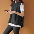 thumbnail image 5 of Tianiyouqing Women's Sleeveless Sweater Vest Round Neck Loose Ribbed Kint Pullover Tops Black, 5 of 6