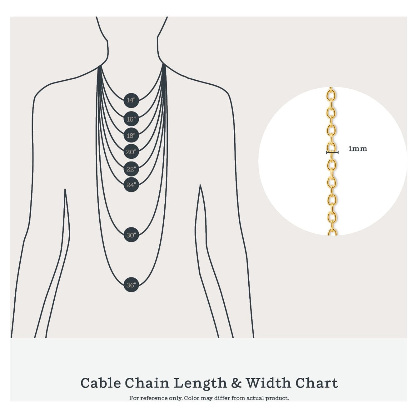 Kezef Gold Chain Necklace for Women, 18K Gold-Plated Sterling Silver, 1mm Cable Chain, 14 Inch, Spring-Ring Clasp, Made in Italy