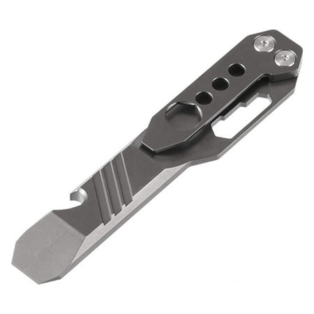 

Multi-Functional Titanium Pry Bar Pocket Pry Bar Screwdriver Bottle Opener Outdoor Tool Wrench. (Stone Washed Gray)