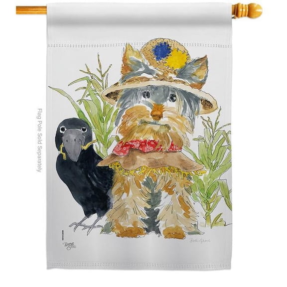 Breeze Decor H112096-BO Yorkshire Scarecrow House Flag Fall Halloween 28 x 40 in. Double-Sided Decorative Vertical Flags for Decoration Banner Garden Yard Gift