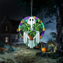 YIMWNYI Halloween Ghost Window Hanging Decoration, Acrylic Halloween Decor, Spooky Indoor Outdoor Decor, Reusable Ghost Design for Halloween Parties, Lightweight and Easy to Hang