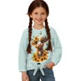 thumbnail image 3 of Xoenoiee Highland Cattle Sunflower Butterfly Print Girls Casual Tunic Tops Long Sleeve Loose Soft Blouse Fall Clothes T-Shirt Tie Front Knot Tops Pullover Sweatshirt, 5-6 Years, 3 of 7