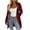Deep Red, variant on Womens Plaid Double Sided Fleece Zip Up Cardigan Hooded Waist Defined Warm Outerwear Longline Jacket Coat Gray XL