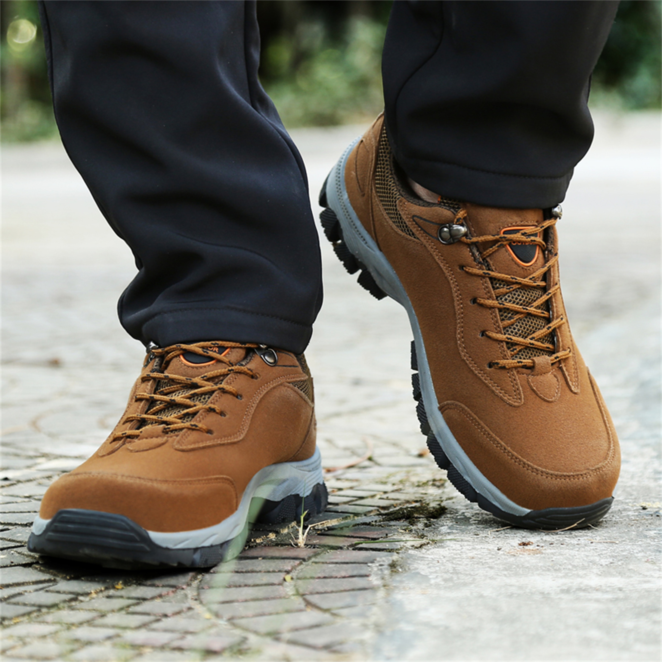 LASUDRAA Mens Waterproof Hiking Shoes Outdoor Trekking Trails Shoes Mountaineering Lightweight Athletic Shoes
