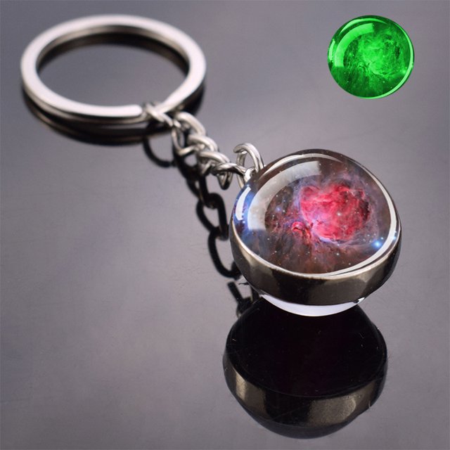 Glow In The Dark Multicolor Planet Galaxy Keychain Universe Key Chain Outer Space Astronomical Jewelry Glass Ball Keyring tzw