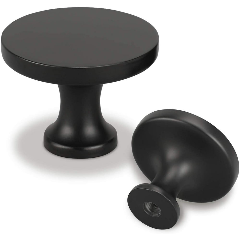 10 Pack Goldenwarm Matte Black Knobs Round Drawer Knobs