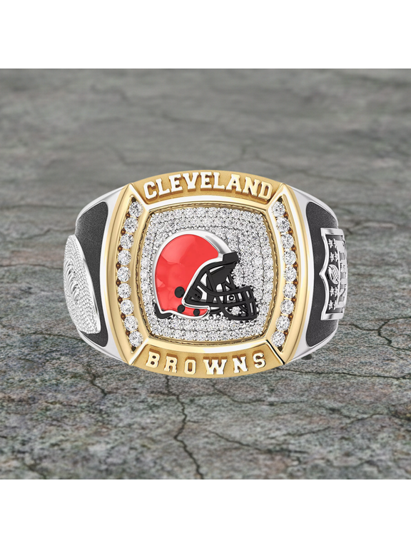 #ClevelandBrowns 1/2ctw Two Tone Yellow Gold and 925 Sterling Silver Championship Ring, University or College Students Graduation Ring
