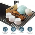 thumbnail image 6 of Zulay Kitchen 20.5” x 13” Roll Up Sink Drying Rack & Trivet - Silicone-Coated Stainless Steel Over Sink Rack, Black, 6 of 9