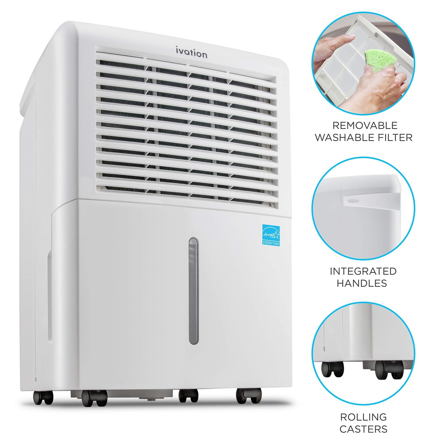 Ivation 4,500 Sq Ft Smart Wi-Fi Energy Star Dehumidifier, Hose Connector, Humidity Control & More