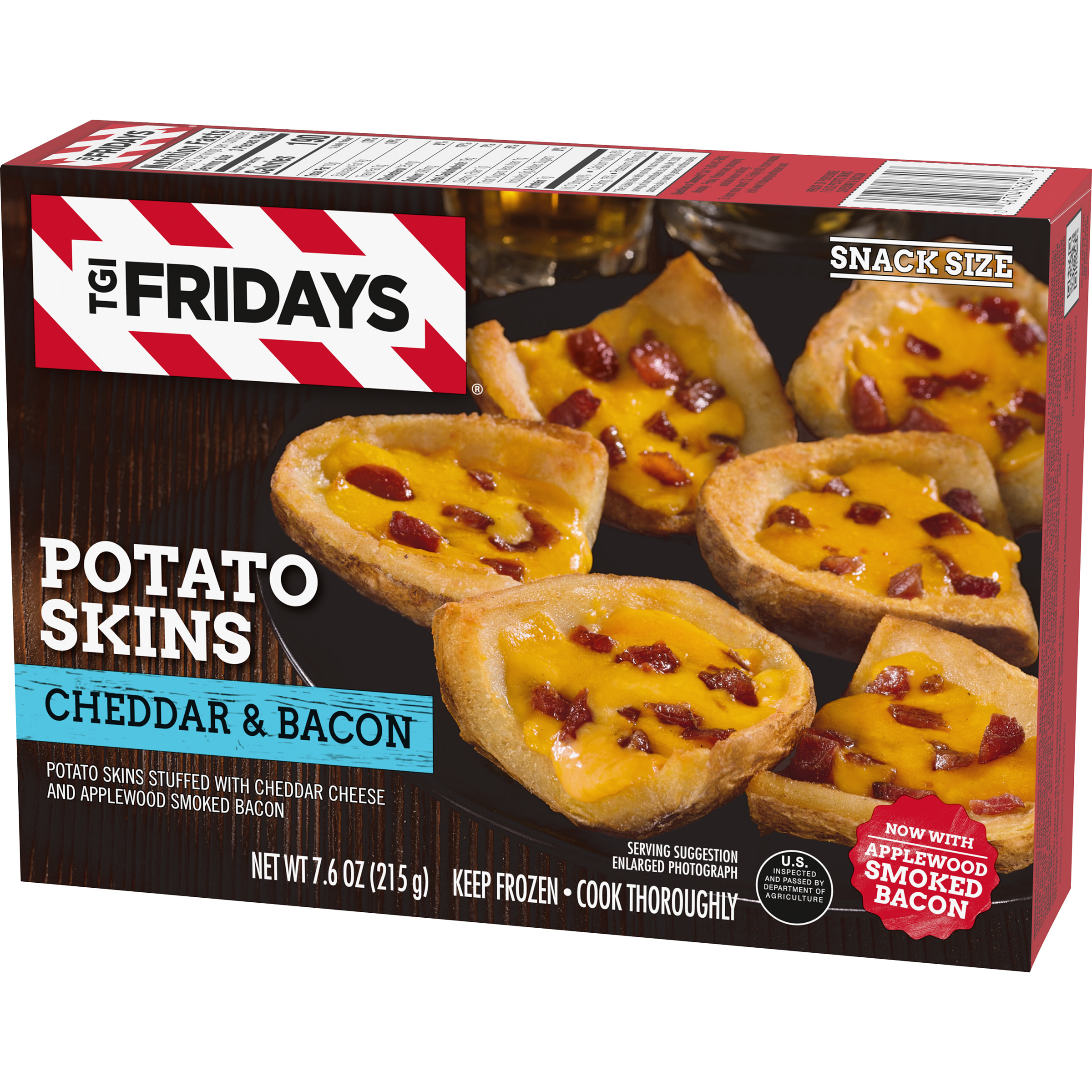Tgi Fridays Cheddar Bacon Potato Skins Frozen Snacks 7 6 Oz Box Walmart Com Walmart Com