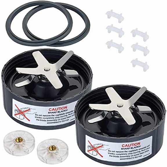 2 Pack Replacement Parts Compatible with 600W & Pro 900W, Blender Blades with 2 Rubber Gaskets & 6 Shock Pads & 2 Motor Top Base Gear for Smoothies and Shakes Compatible with Part