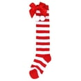 thumbnail image 2 of nvzhuang Girl Christmas Thigh High Socks, Striped Print Teen Girls Over the Knee Long Socks with Bowknot, 2 of 6
