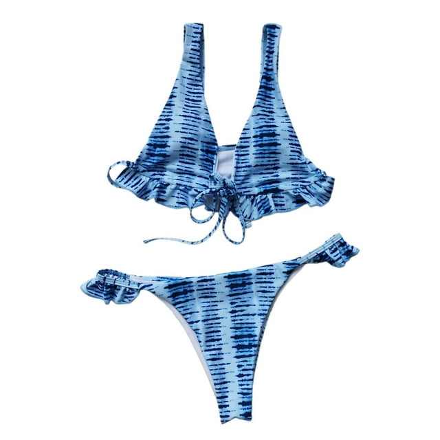 Traje de baño de 2 piezas Yuyangstore Bikini triangular con volantes L