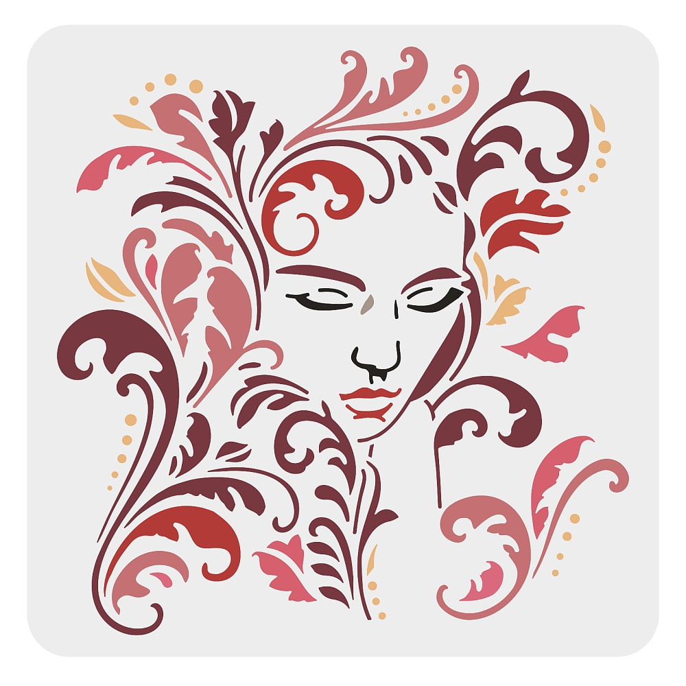 1pc Seaweed Girl Stencil 30x30cm Large Beauty Girl Craft Stencils Reusable  Plastic Leaves Female Face Drawing Stencil Wall Art Stencil - Walmart.com