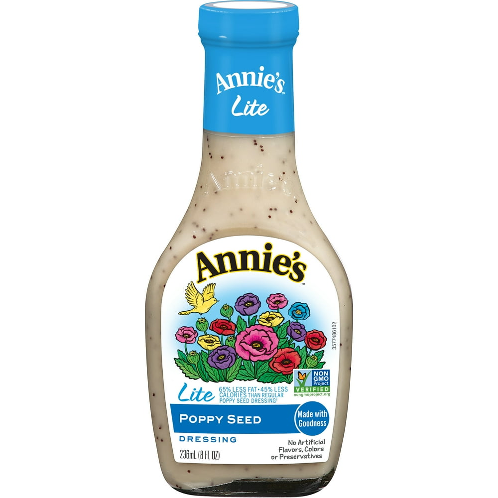 Annie's Lite Poppy Seed Salad Dressing, NonGMO, 8 fl oz