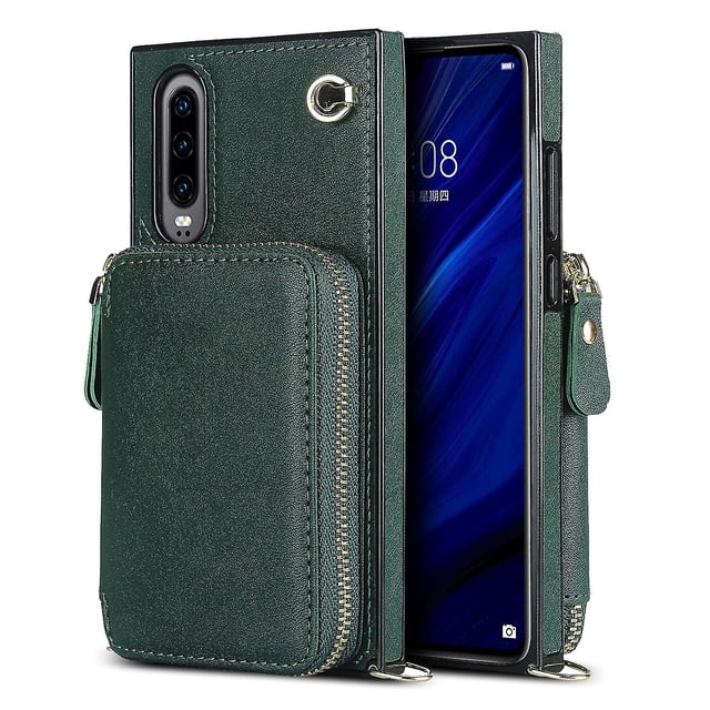 Funda tipo cartera para Huawei P30 con tarjetero y correa para el hombro para mujer