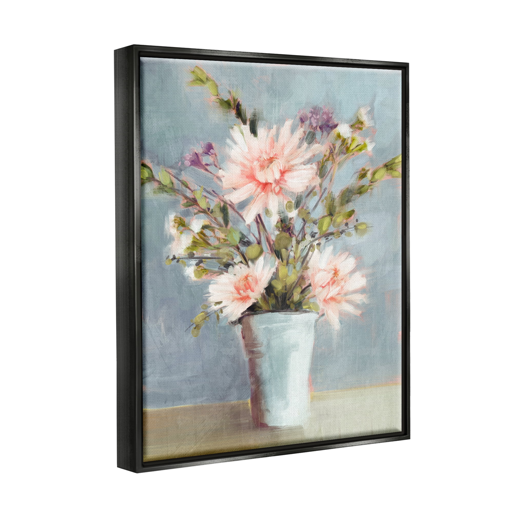 Stupell Industries Flower Bouquet Pink Blooms Botanical & Floral Painting Black Floater Framed Art Print Wall Art