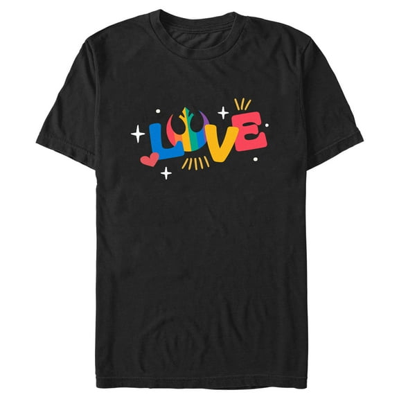 Men's Star Wars Pride Rainbow Love Rebel Alliance Graphic Tee Black X Large