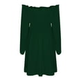 thumbnail image 6 of HXWCHs A Solid Color One Shoulder Casual Dress for Women L A-Dark Green, 6 of 8