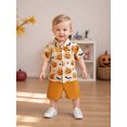 thumbnail image 5 of RUINIXCW Toddler Baby Boy Halloween Gentleman Outfit Infant Boy Summer Fall Clothes Pumpkin Turn Down Collar Short Sleeve Shirt Bowtie and Shorts Set, 5 of 10