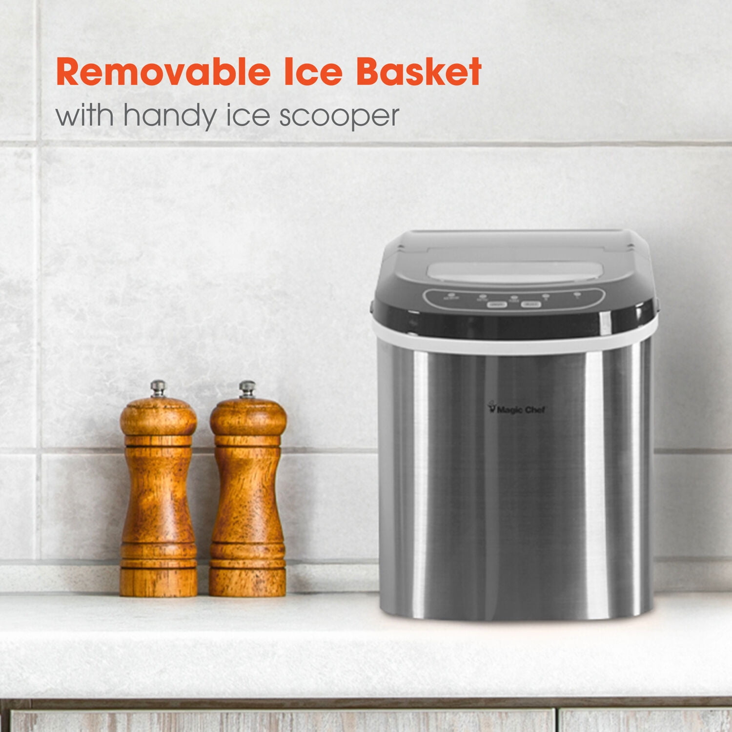 Magic Chef 27-Lb. Portable Countertop Ice Maker in Stainless Steel