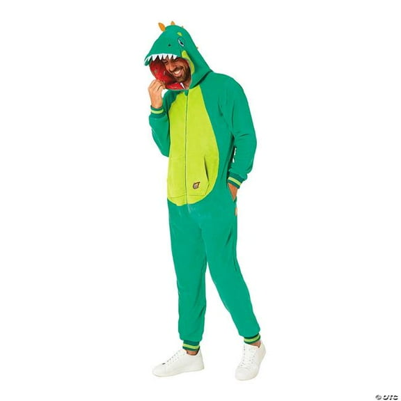 Morris Costumes OSAO1028S Dinosaur Hooded one piece Costume for Adults - Small