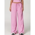 thumbnail image 2 of Women'S Wide-Leg Loose Casual Sports Pants Straight Low-Rise Sweatpants Drawstring Elastic Band Pockets Pink XL, 2 of 6