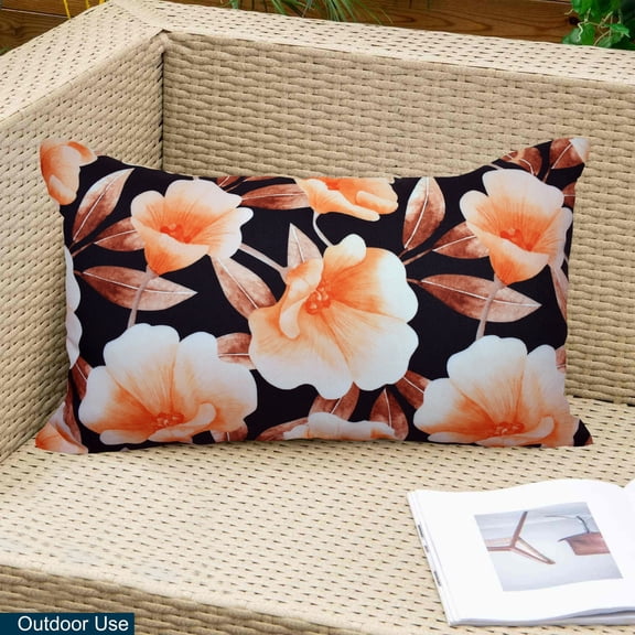 Indoor Outdoor Waterproof Throw Pillow 12x20 Inch with Inserts, Decorative Lumbar Accent Pillow for Patio Furniture Sofa Garden Chairs