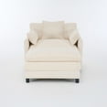 thumbnail image 4 of Noble House Modern Chenille Upholstered Accent Chair with Ottoman, Solid Wood Frame, Beige, 4 of 8