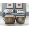 thumbnail image 3 of Powell Wesmar Metal Indoor Drum Accent Table with Storage, 16" Tall, Pewter, 3 of 12