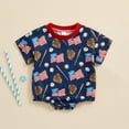 thumbnail image 2 of KAUOD My First 4th of July Baby Boys Outfit Romper Boddler Cute Print Short Sleeve Bodysuits Jumpsuit Crew Neck Clothes, 2 of 5