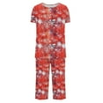 thumbnail image 6 of Bzhegqhd Women's Christmas Print Pajama Set Short Sleeve Top with Buttons and Cropped Pants Loose Fit Loungewear Sleepwear Nightwear Soft Cotton Comfortable Matching Gift Set, 6 of 6