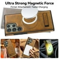 thumbnail image 3 of Magnetic for Galaxy S22 Ultra Premium PU Leather Case,Built-in Invisible Stand [Compatible with Magsafe] Protective Slim Kickstand Phone Cover Compatible with Samsung Galaxy S22 Ultra, Brown, 3 of 9
