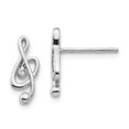 thumbnail image 1 of Boucles d'Oreilles Post Musicales en Argent Sterling Diamant, 1 of 1