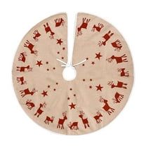 EWASWON Christmas Beige Christmas Tree Skirt 38 Inch - Classic Fringe Design, Non-Woven Fabric, Holiday Decor for Christmas & Halloween, Festive Gift