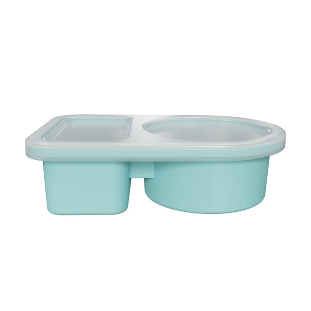 Recipiente de Salsa de Silicona, Recipiente de Salsa de Doble Compartimiento de Silicona, Recipiente de Salsa con Tapa, Dispenser Portátil, Recipiente de Aperitivo de Silicona de Grado Alimentario