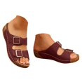 thumbnail image 3 of IUJSOY Womens Wedge Sandals Double Buckle Slip on Slippers Comfortable Arch Support Walking Shoes, 3 of 9