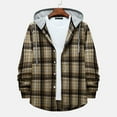 thumbnail image 4 of Hfyihgf Men's Plaid Flannel Hoodies Shirts Long Sleeve Causal Button Down Lightweight Shirt Jackets with Hood(Khaki,XL), 4 of 8