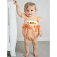 thumbnail image 5 of BemeyourBBs Baby Girl Halloween Romper Pumpkin Embroidered Plaid Bows Jumpsuit, 5 of 9