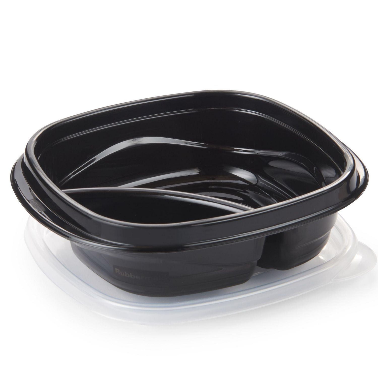 Rubbermaid TakeAlongs Divided Meal Prep Containers, 556 mL (2.35 Cup), Black, 3 Pack, BPA-Free