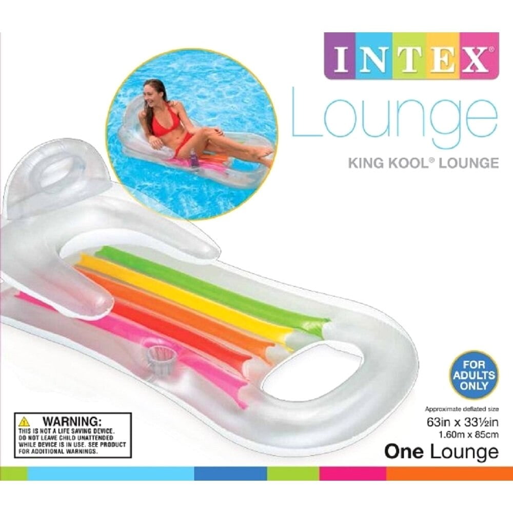 1 Pack 63 X 33.5, Intex King Kool Inflatable Lounge Colors May Vary 