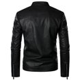 thumbnail image 4 of IROINNID Men's Faux Leather Long Sleeve Solid Color Loose Plus Fleece Jacket, Motorcycle Jacket, Warm Zipper Jacket, 4 of 9
