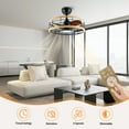 thumbnail image 2 of Bright Corners 16 Inch Downrod Ceiling Fans with Lights and Remote Control, Modern Outdoor Indoor 3 Blades LED Lights Ceiling Fans for Bedroom, Living Room, and Patios (Set of 2), 2 of 5