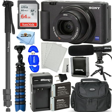 Sony ZV-1 20.1MP/4K Compact Vlog Digital Camera - 14PC Accessory Vlogging Bundle