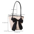 thumbnail image 5 of Bolso tejido de paja para mujer, bolso de mano con lazo para la playa, para vacaciones (negro), 5 of 5