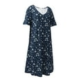 thumbnail image 4 of Xmarks Women's Plus Size Nightgown Tie Dye Dress Short Sleeve Sleepwear Pajamas Nightgowns Blue 4XL, 4 of 12
