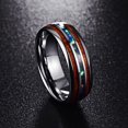 thumbnail image 3 of Fashion Unisex Wooden Abalone Shell Titanium Steel Ring Wedding Party Jewelry, 3 of 9