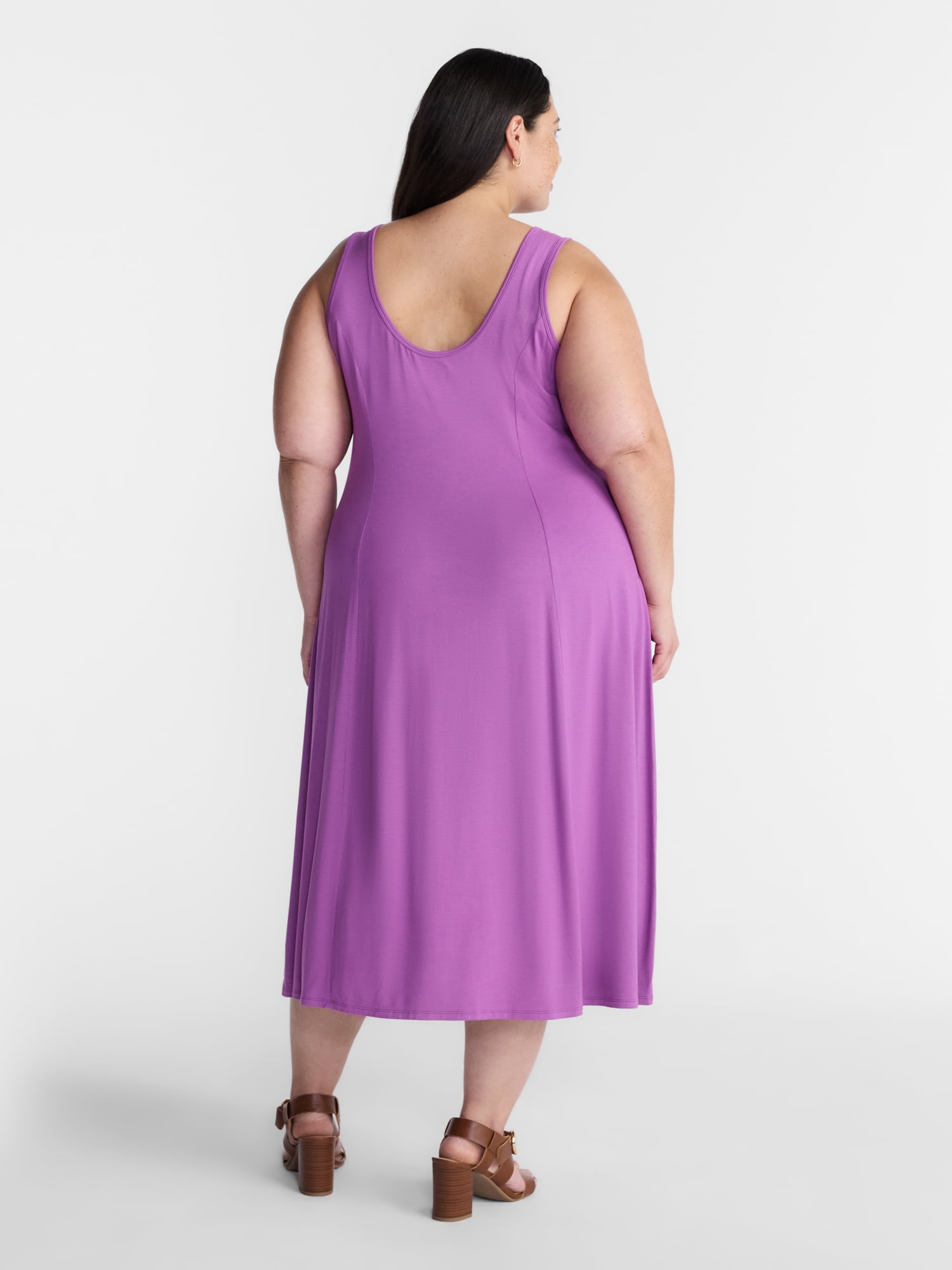 Terra & Sky Women’s Plus Low Scoop Neck Tank Dress, Sizes 0X-5X