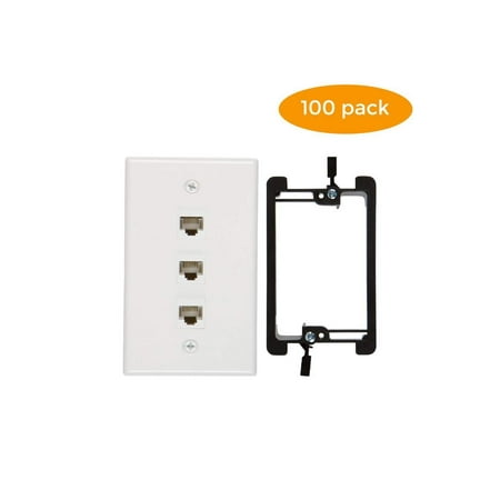 

Buyer s Point 3 Port Cat6 Wall Plate Female-Female with Single Gang Low Voltage Mounting Bracket Device Pack of 100 White - 3 Point